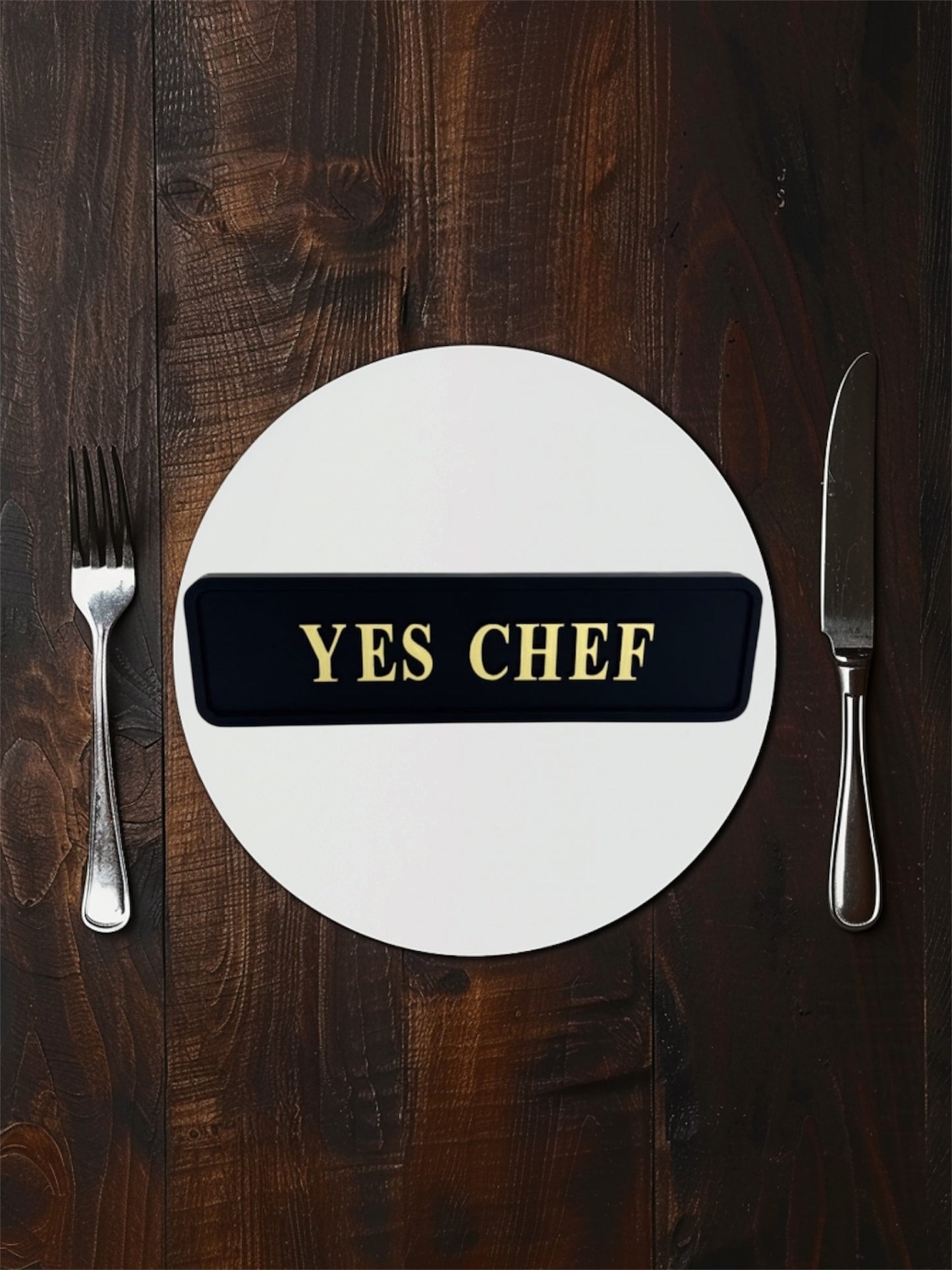 "Yes Chef" Wall Sign | Black & Gold Kitchen or Dining Room Decor