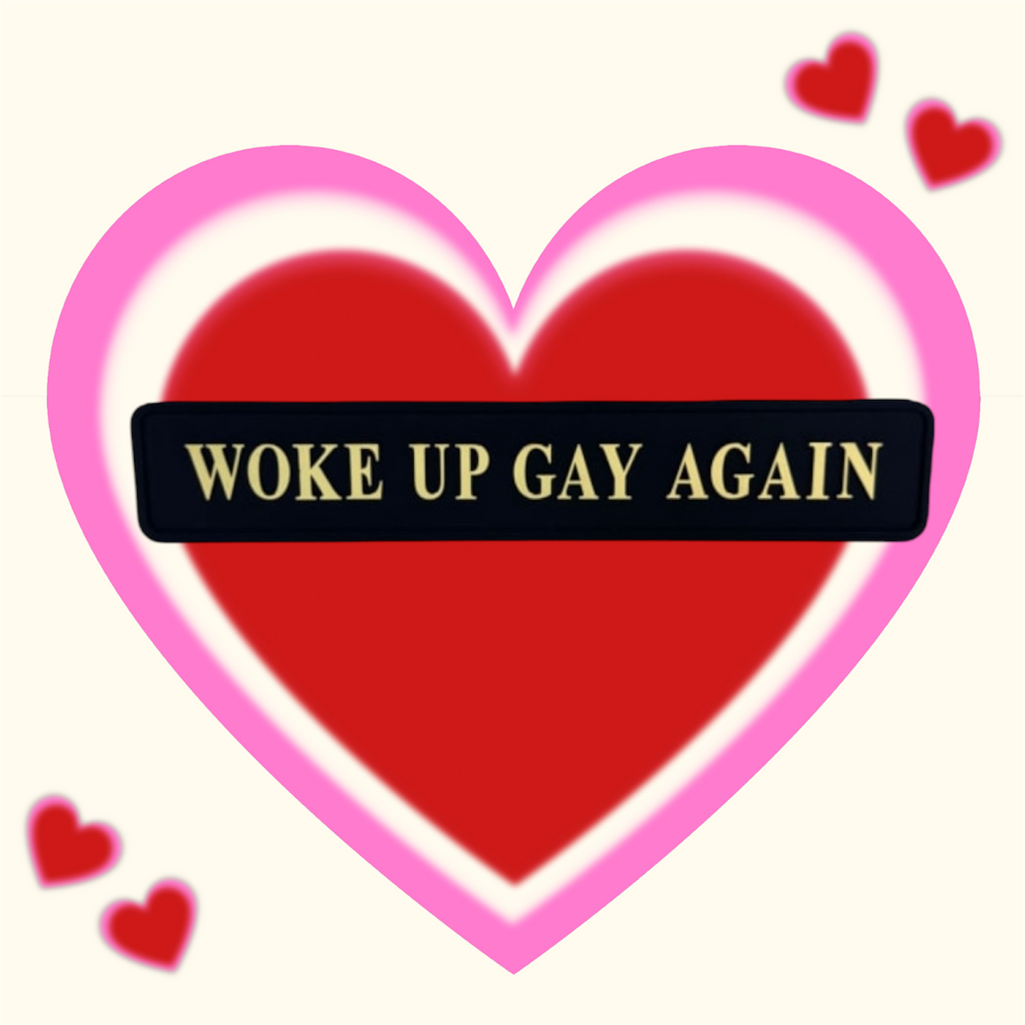 "Woke Up Gay Again" Wall Sign | Bold Black & Gold LGBTQ+ Pride Decor