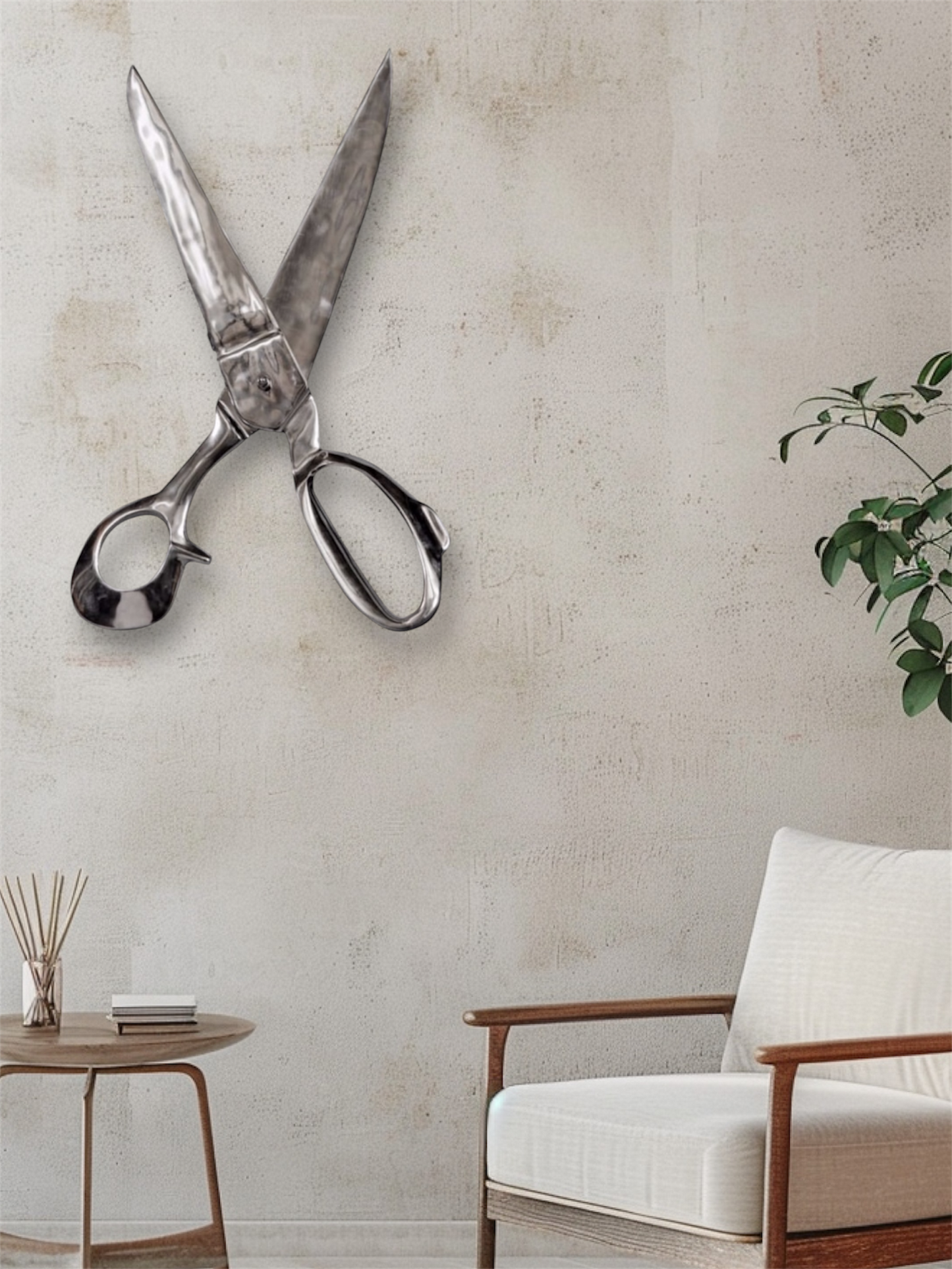 Large Polished Aluminium Scissors Wall Decor - Perfect for Barbers and Hair Salons