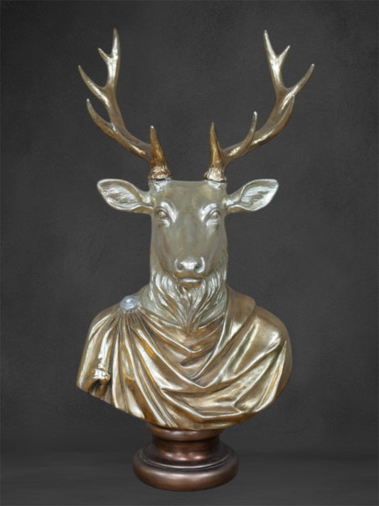 Gold Stag Bust - Elegant Golden Resin Sculpture