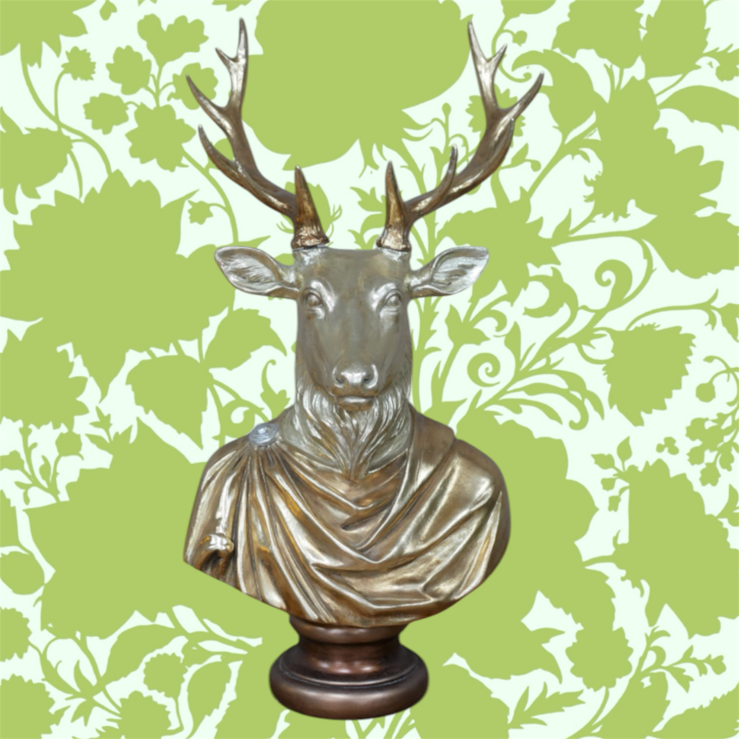 Gold Stag Bust - Elegant Golden Resin Sculpture