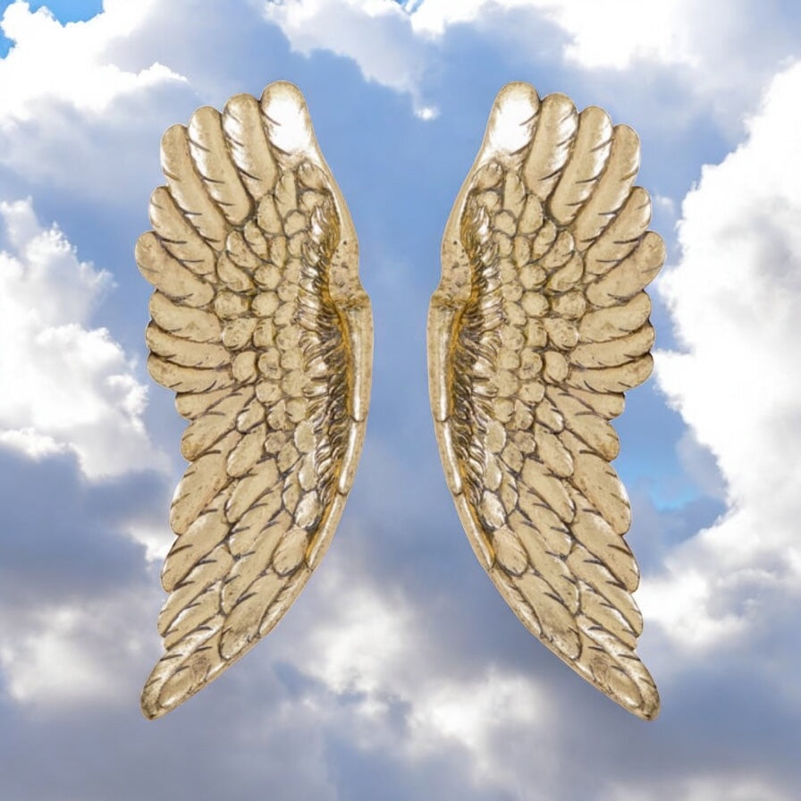 Gold Angel Wings - Elegant Wall Decor with Glitter Finish