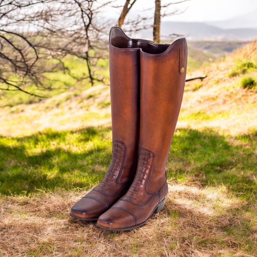 Pair of Leather Look Boots Umbrella Stand/Planter - Chestnut Poly Resin