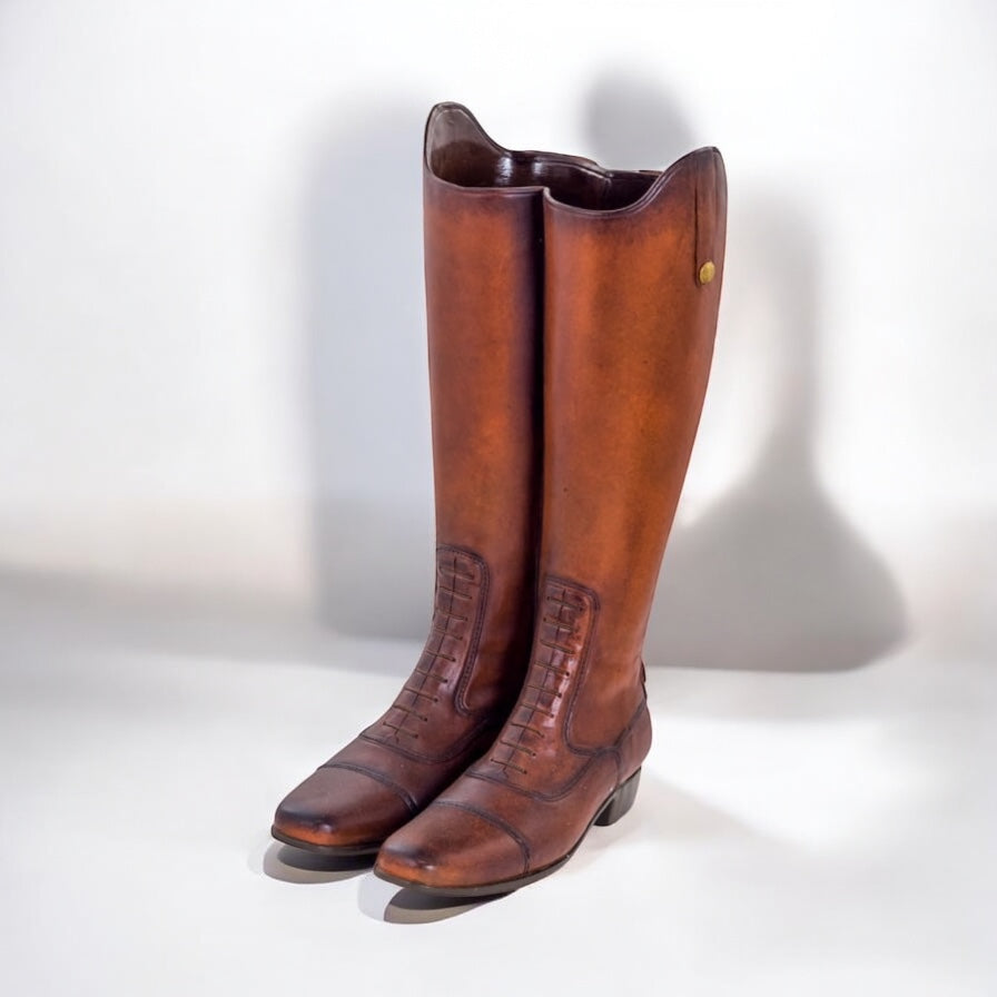 Pair of Leather Look Boots Umbrella Stand/Planter - Chestnut Poly Resin