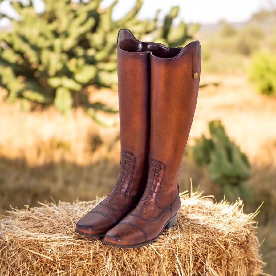 Pair of Leather Look Boots Umbrella Stand/Planter - Chestnut Poly Resin