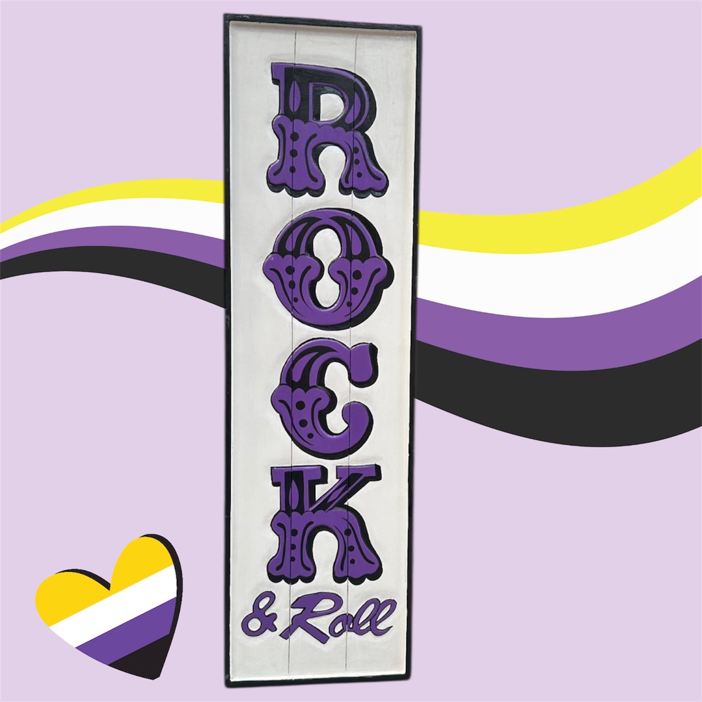 Funky "Rock and Roll" Sign - Hand-Painted MDF Wall Art