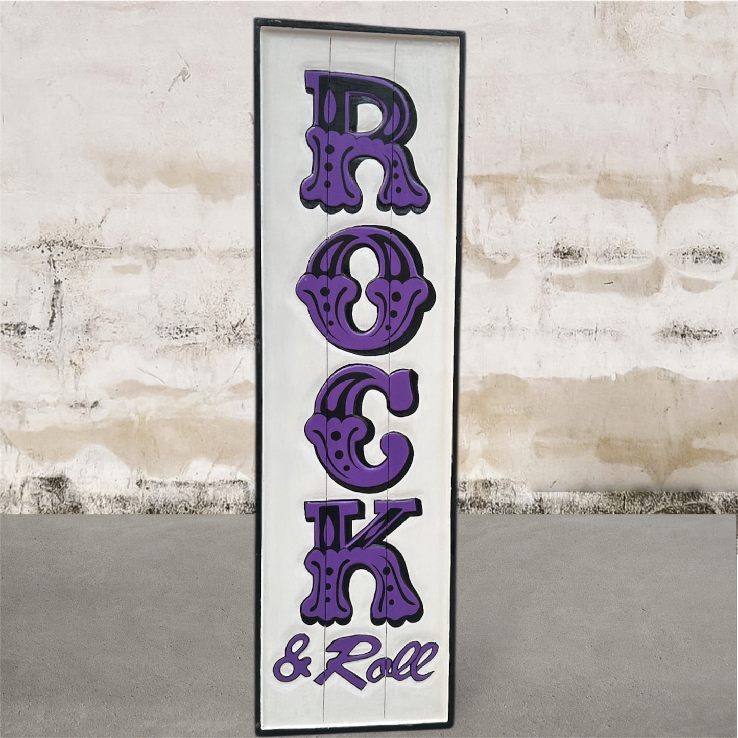 Funky "Rock and Roll" Sign - Hand-Painted MDF Wall Art