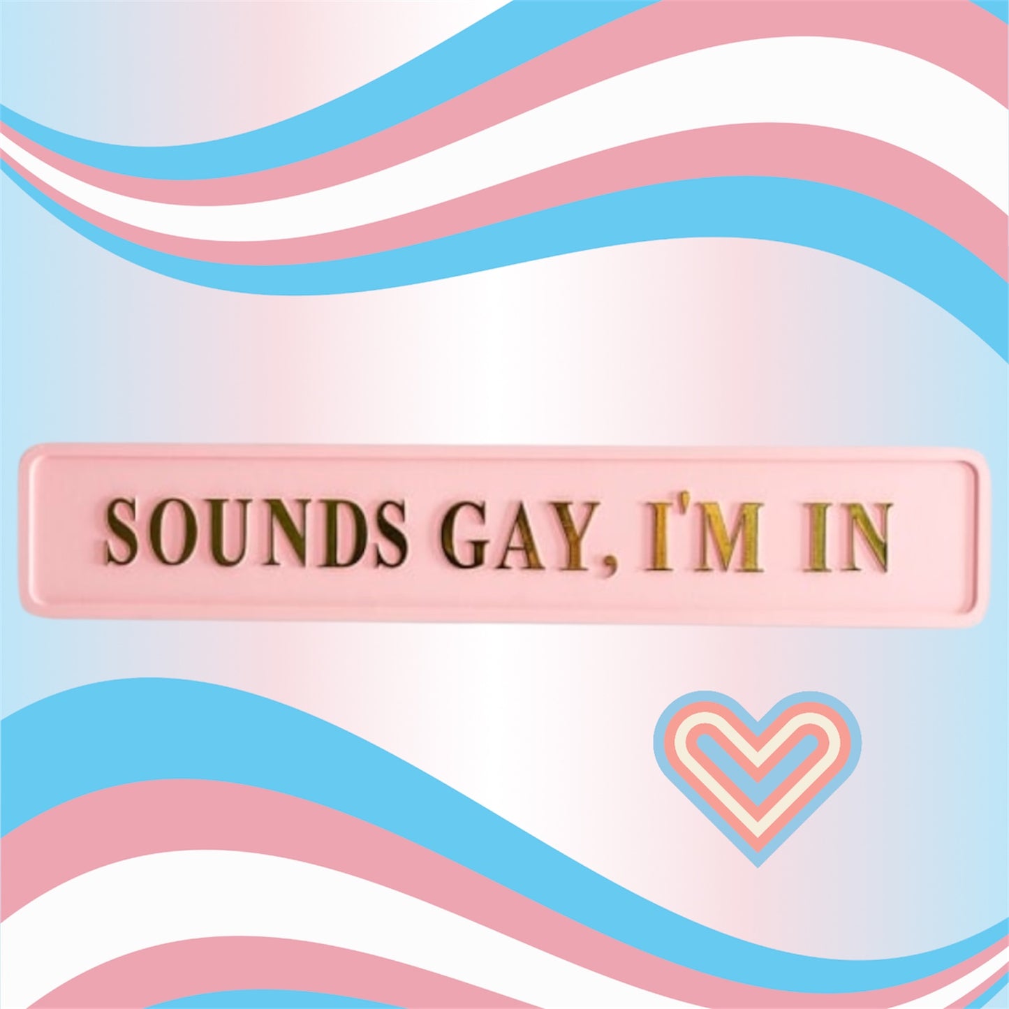 "Sounds Gay, I'm In" Sign - Pink and Gold MDF Wall Art