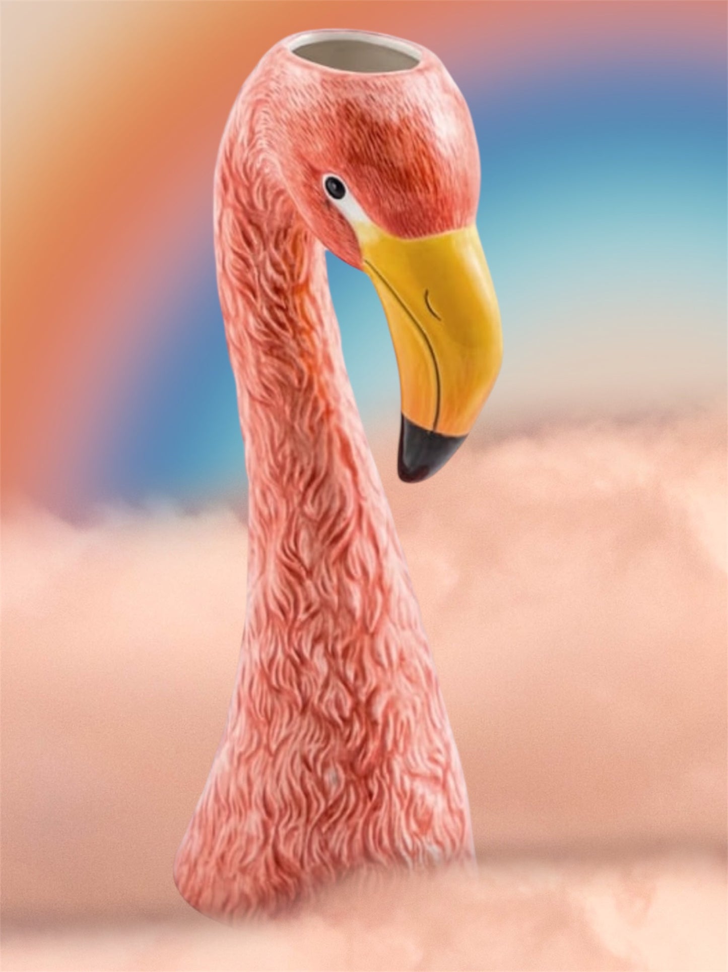 Large Ceramic Pink Flamingo Head Vase – Unique Decorative Statement Piece