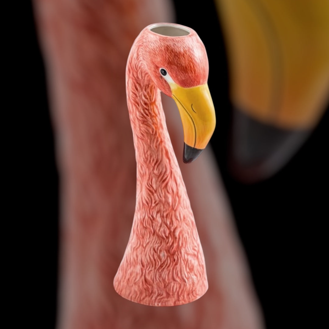 Large Ceramic Pink Flamingo Head Vase – Unique Decorative Statement Piece