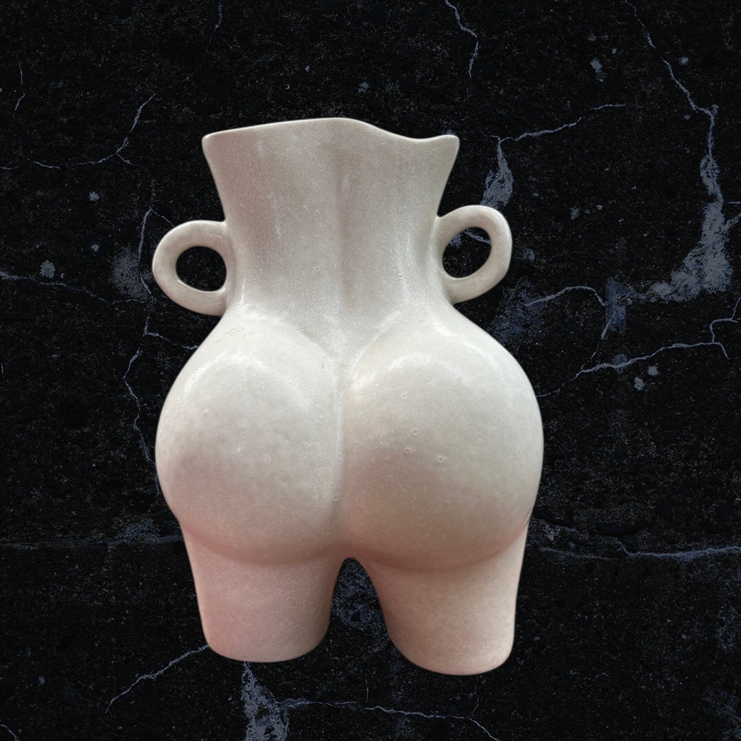 Cream Ceramic Bum Vase | Playful Modern Body-Shaped Home Decor