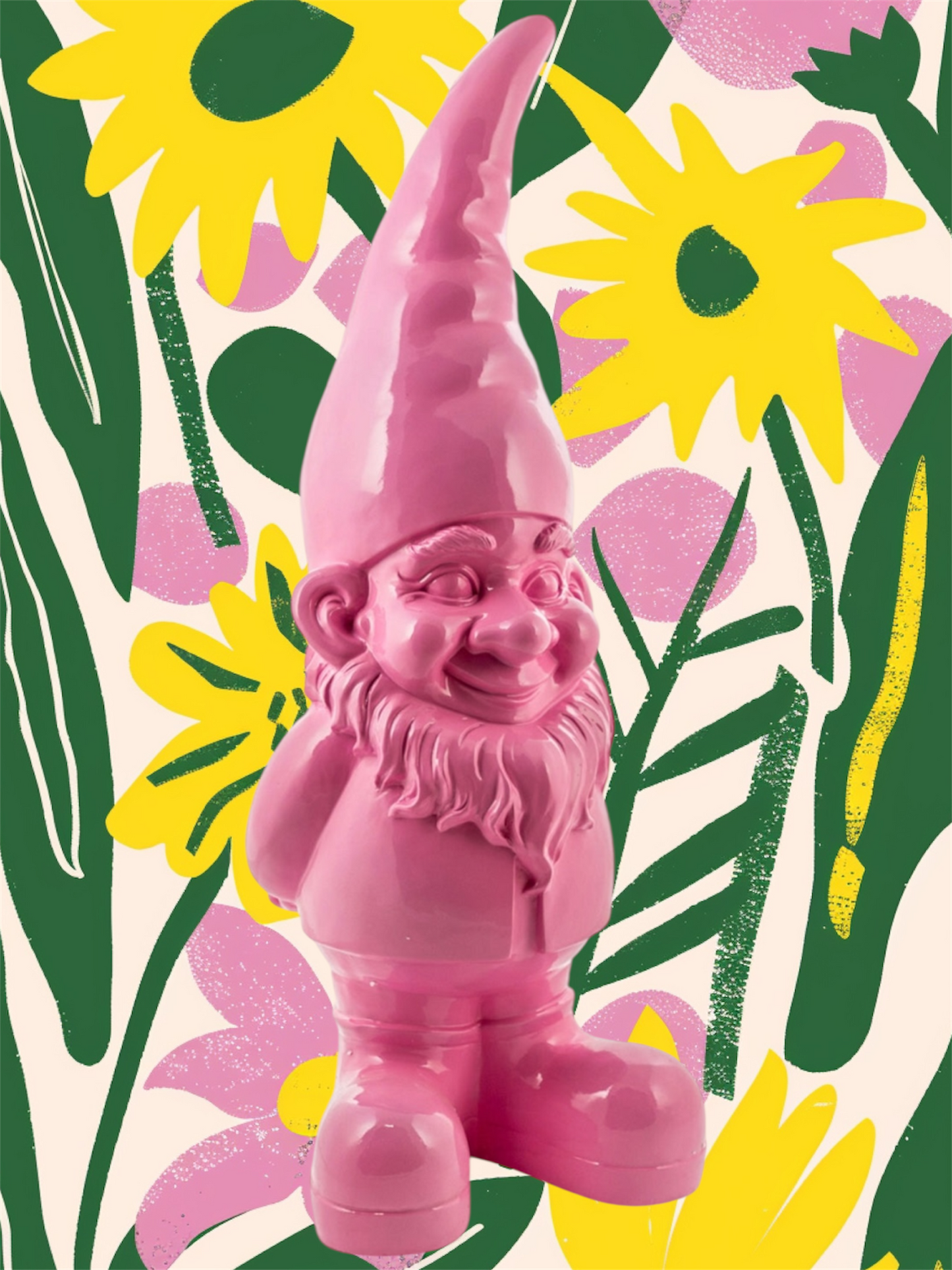 Giant Pink Standing Gnome Figure - Joyful Garden or Home Decor