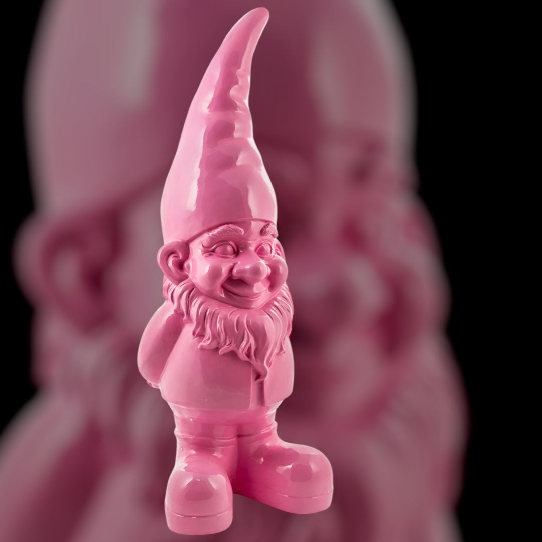 Giant Pink Standing Gnome Figure - Joyful Garden or Home Decor