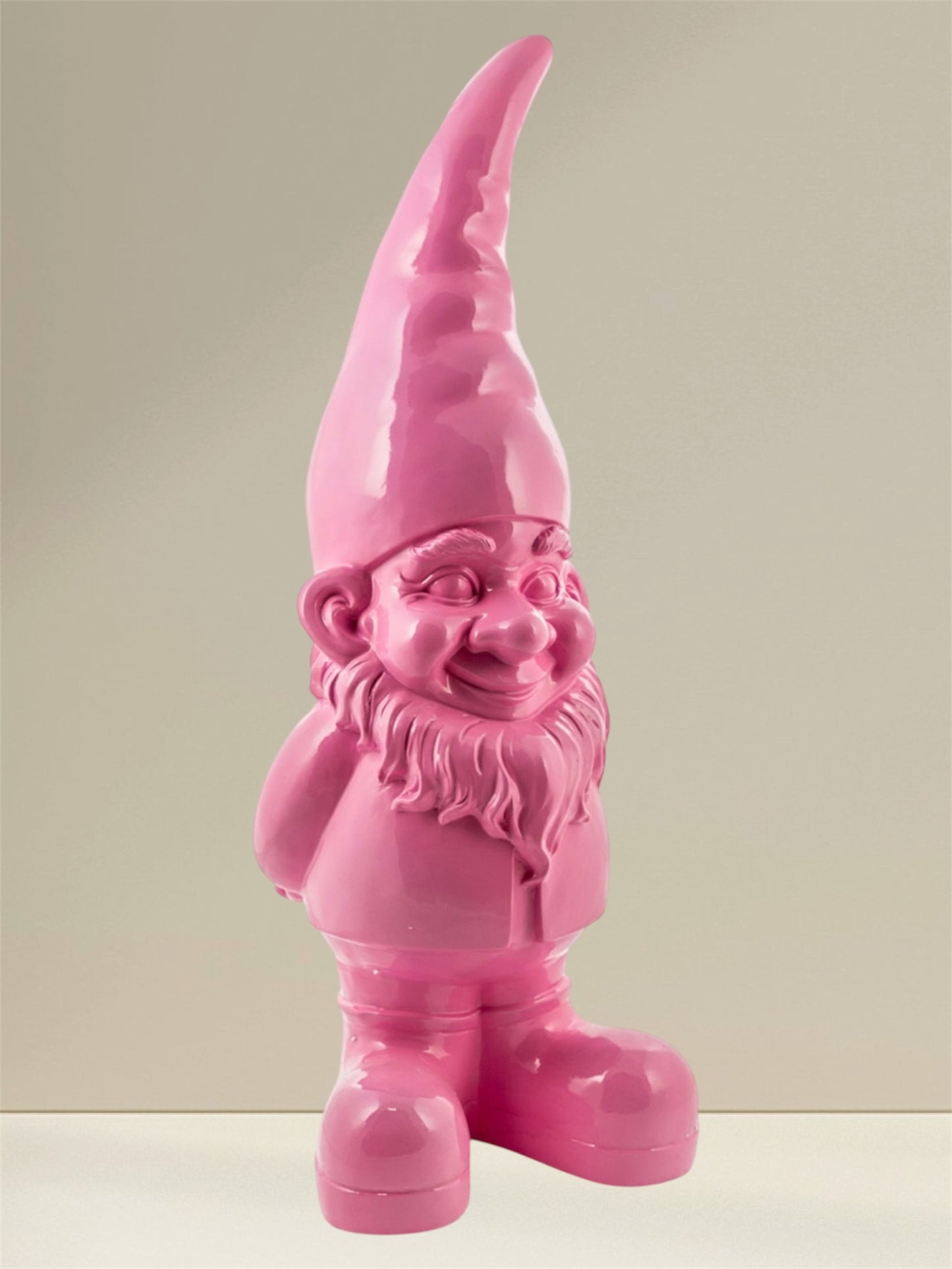Giant Pink Standing Gnome Figure - Joyful Garden or Home Decor