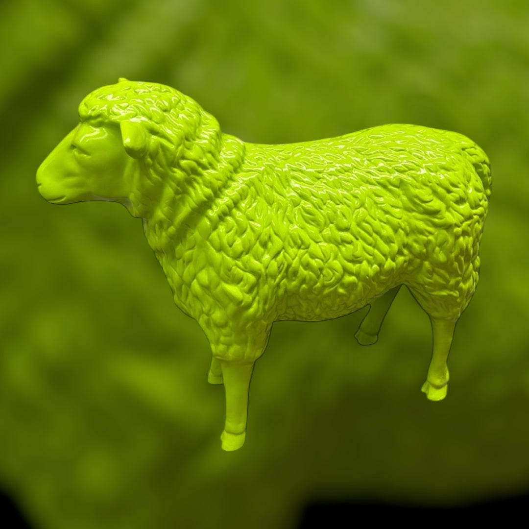 Lime Green Sheep Garden Sculpture – Vibrant Outdoor Decoration