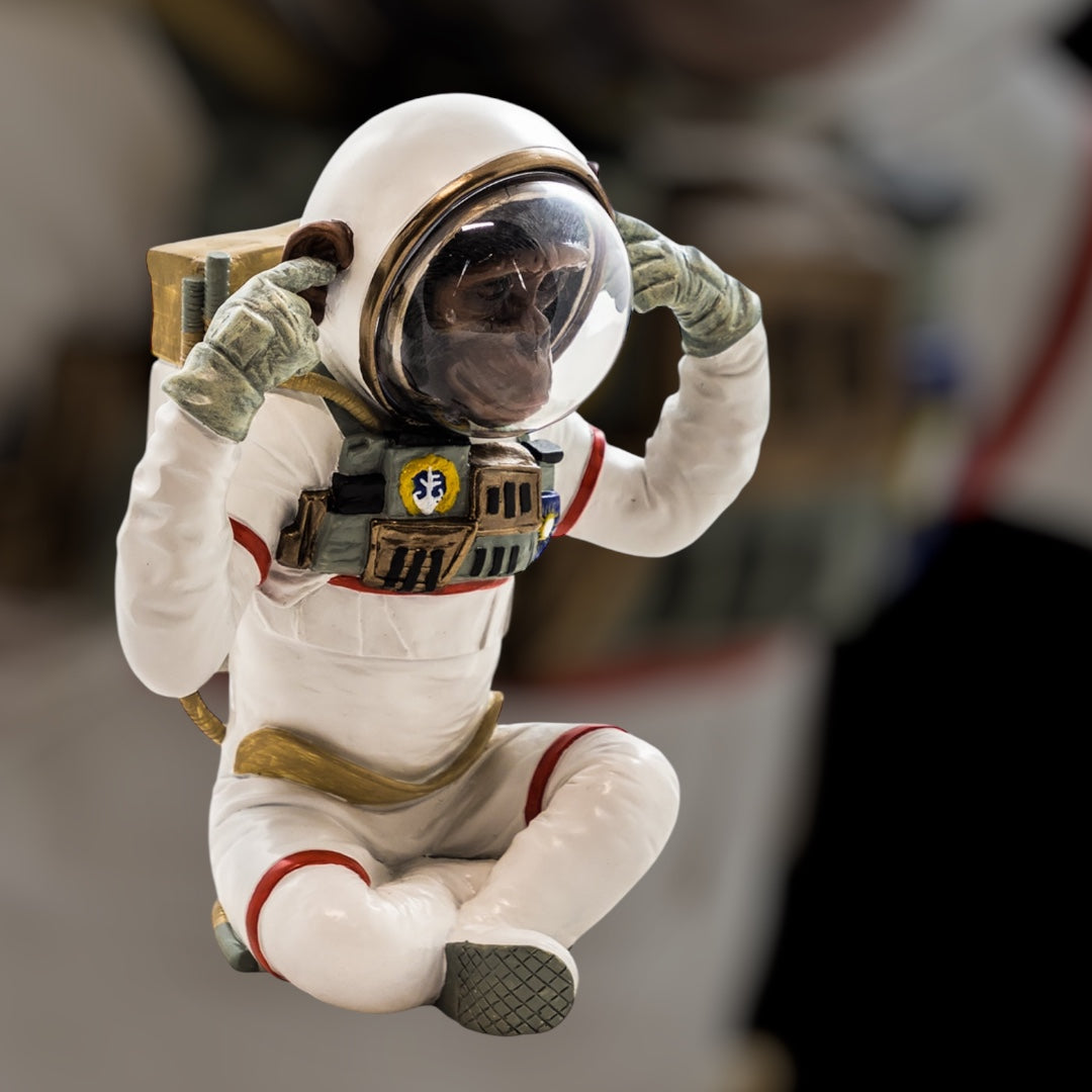 Monkey Astronaut "Hear No Evil" - Quirky Resin Figurine
