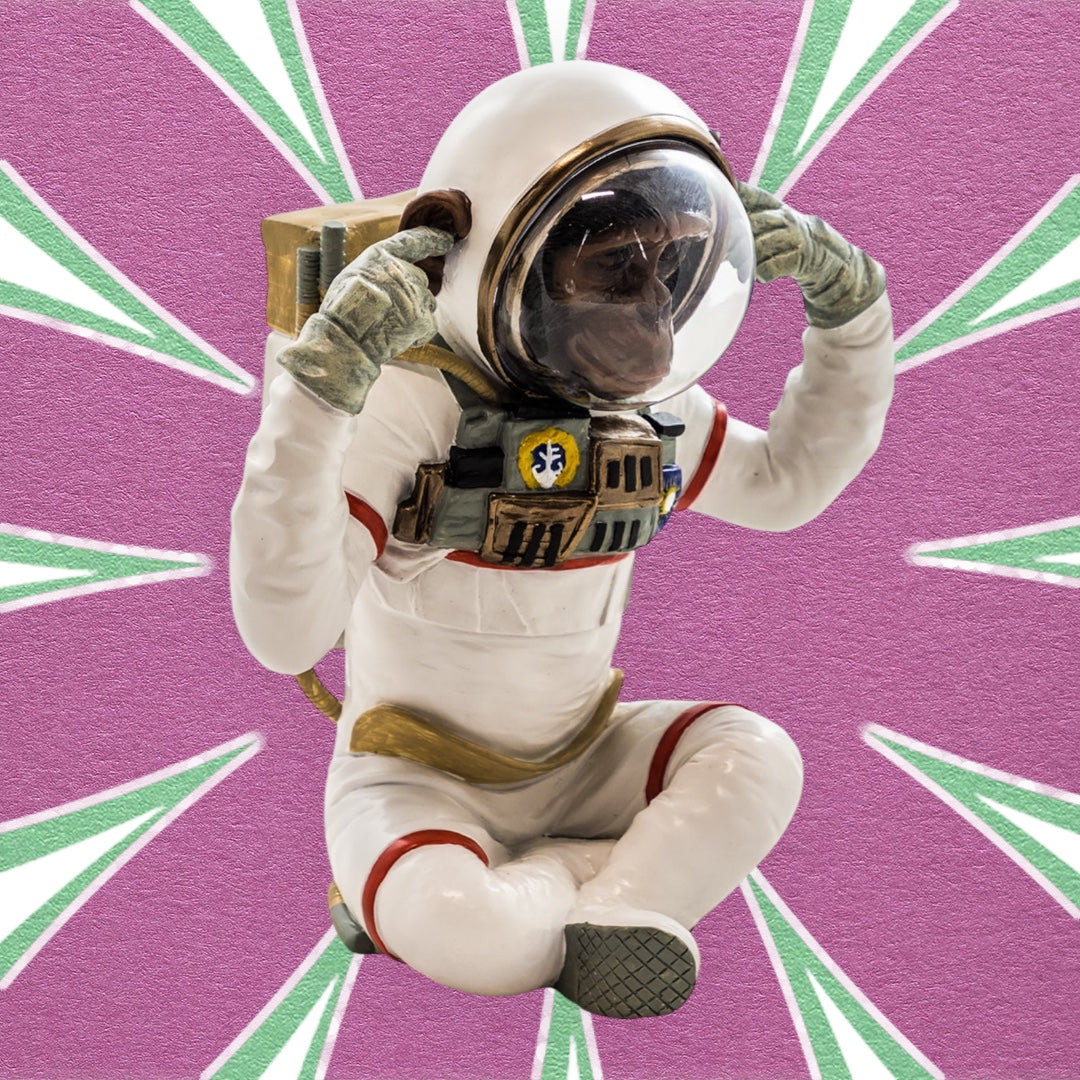 Monkey Astronaut "Hear No Evil" - Quirky Resin Figurine