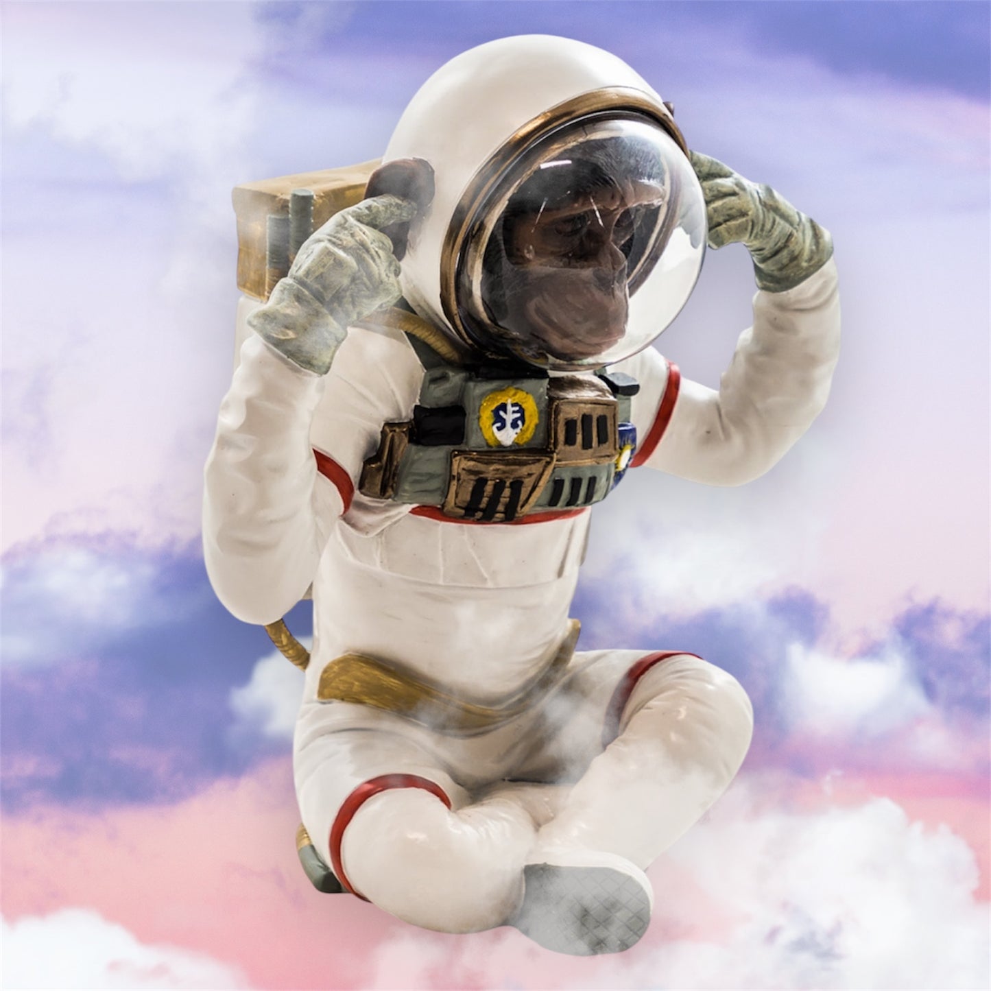 Monkey Astronaut "Hear No Evil" - Quirky Resin Figurine