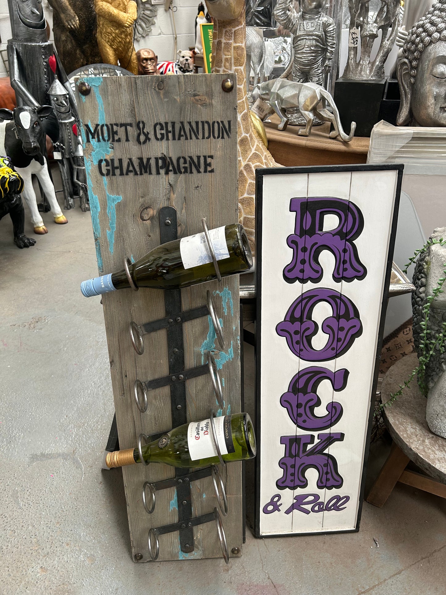 Weathered Oak Blue Wash Wine Rack – Rustic & Stylish Bottle Storage