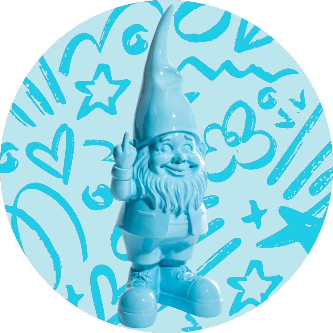Medium Bright Blue "Naughty Gnome" Figure – Cheeky & Colourful Garden Decor