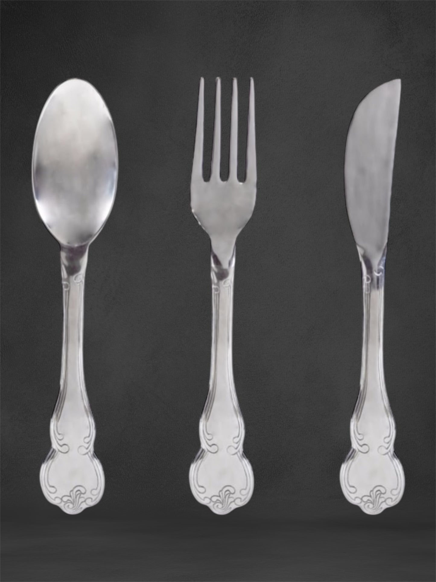 Huge Sliver Knife, Fork, and Spoon Wall Art Set – Elegant Culinary Wall Decor