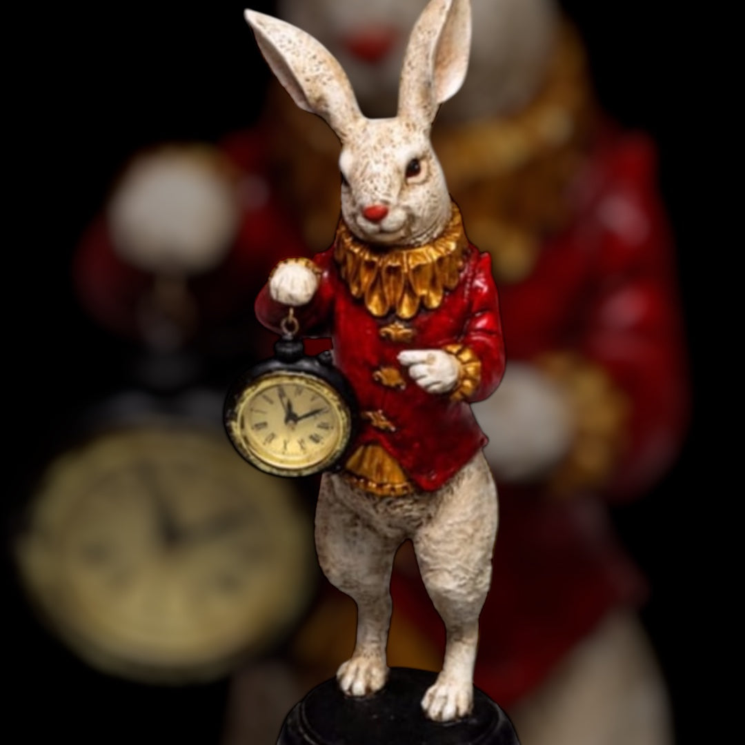 The White Standing Clock Figure with Red Jacket