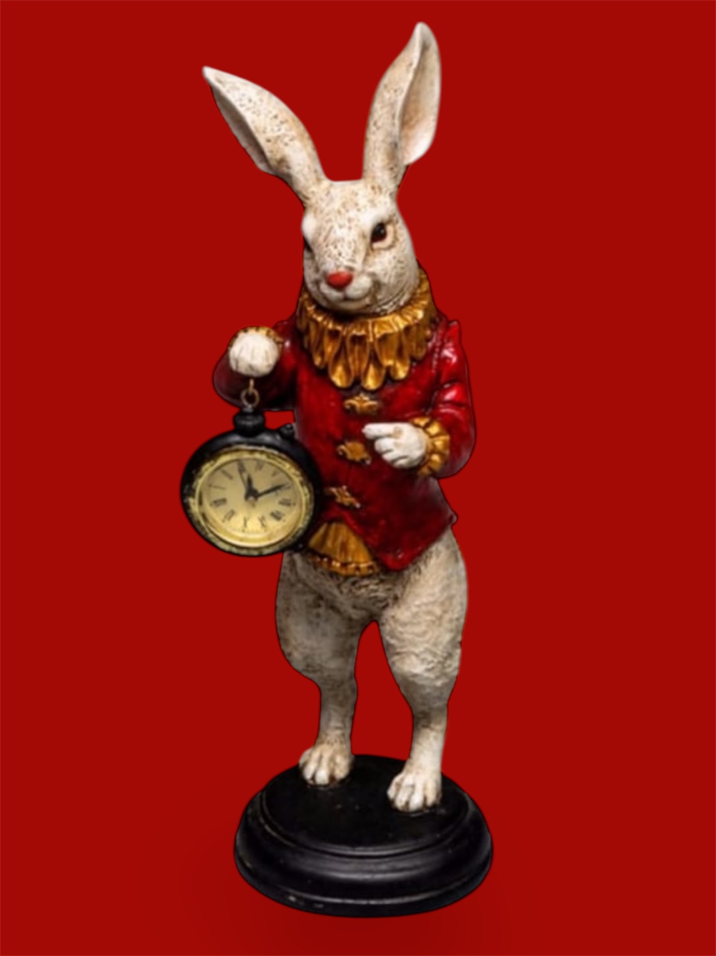 The White Standing Clock Figure with Red Jacket