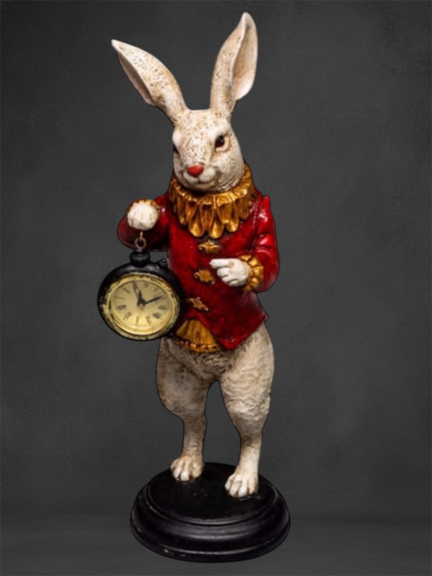 The White Standing Clock Figure with Red Jacket