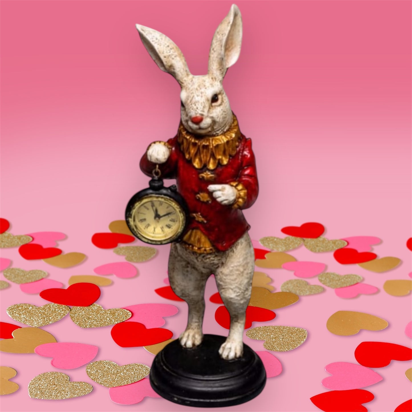 The White Standing Clock Figure with Red Jacket