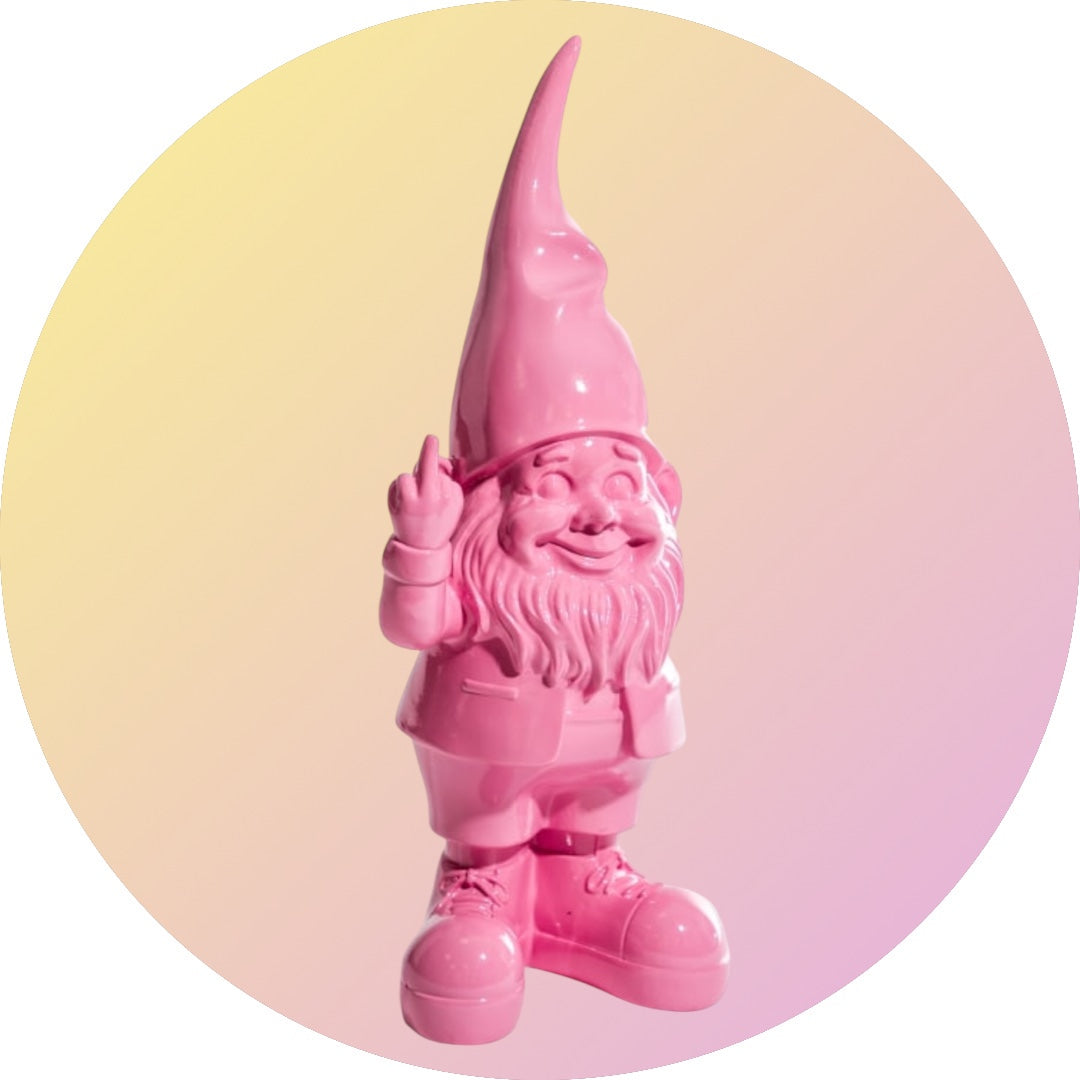 Medium Bright Pink "Naughty Gnome" Figure – Cheeky & Colourful Garden Decor