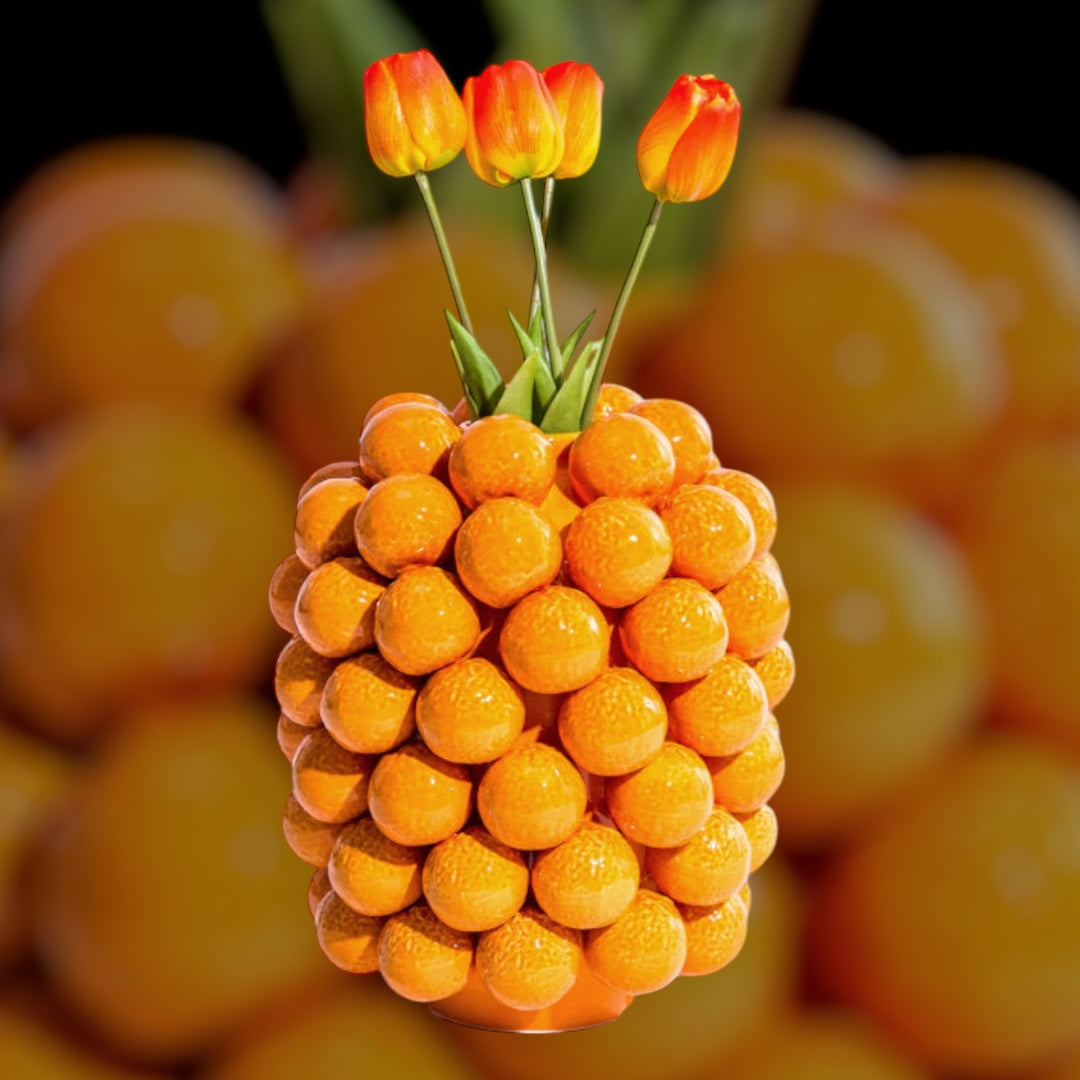 Ceramic Orange Vase – Unique Decorative Fruit-Inspired Vase