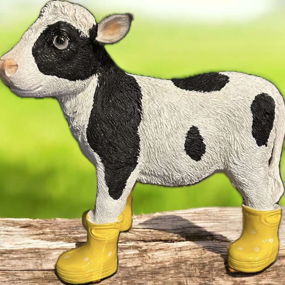 Calf in Wellies – Adorable Farmyard Decorative Figurine