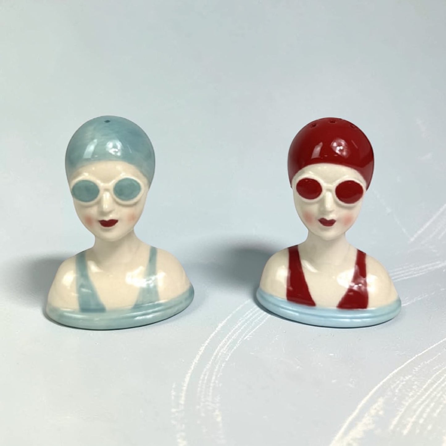 Set of Ceramic Beach Swimmers Salt & Pepper Shakers – Coastal Tableware