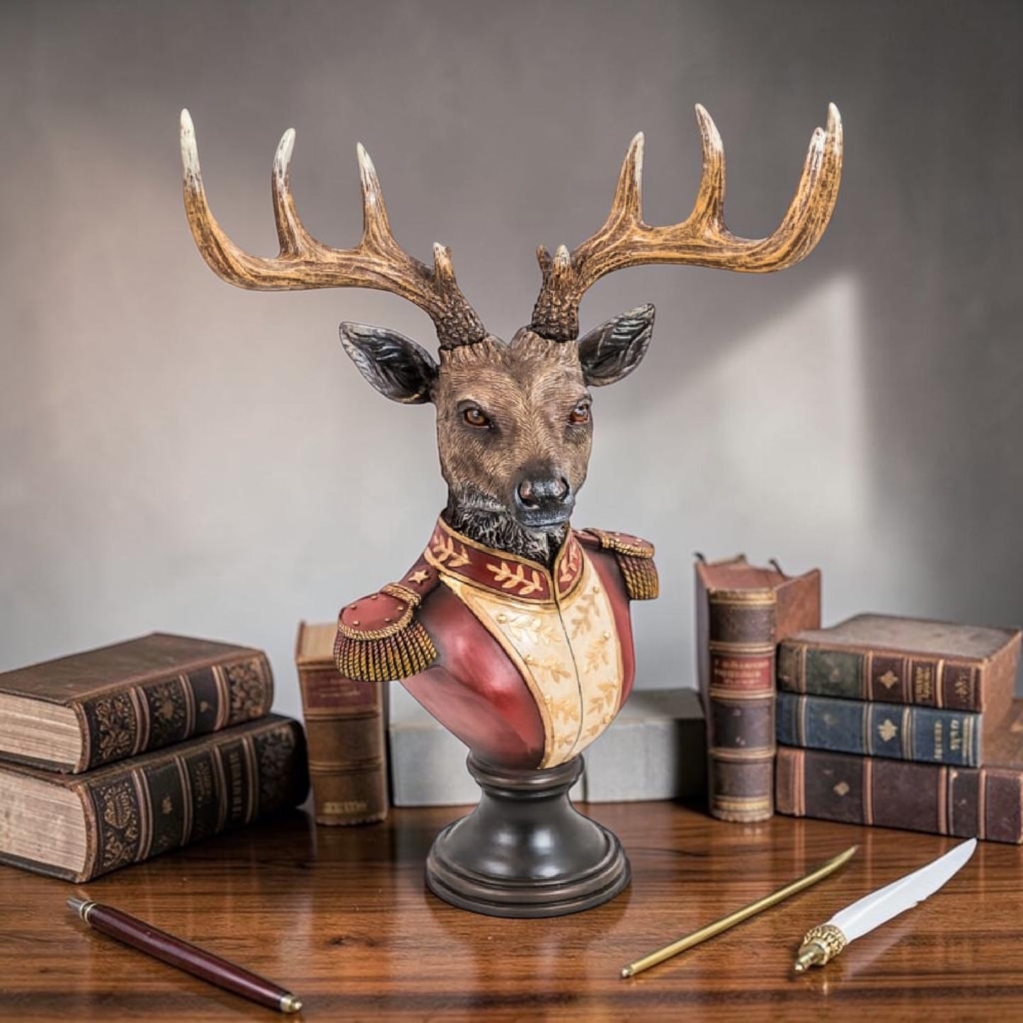 Gentry Stag Bust on round Base - Regal Resin Sculpture