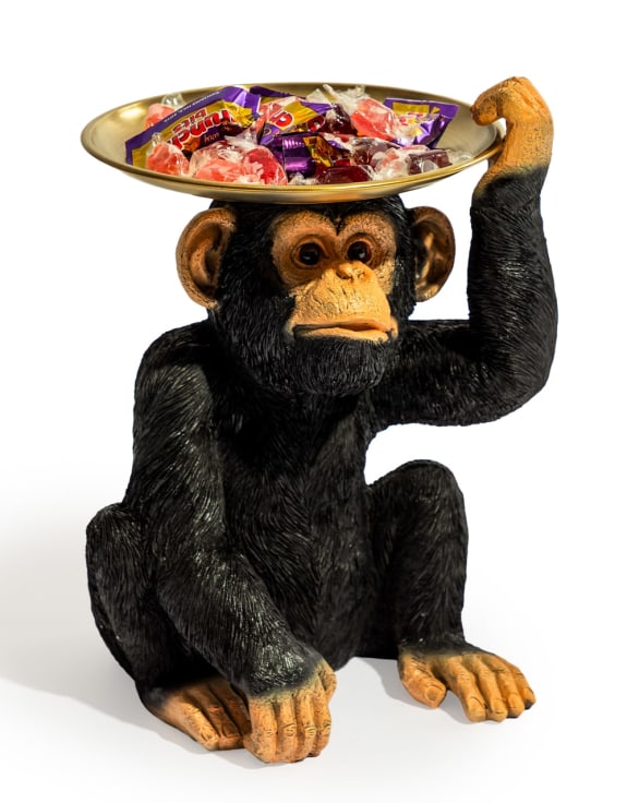 Monkey Holding Gold Tray – Playful & Functional Decorative Table Piece