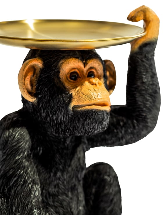 Monkey Holding Gold Tray – Playful & Functional Decorative Table Piece