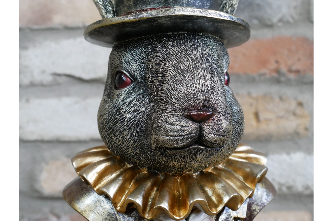 Charming Rabbit Bust with Top Hat – Detailed Resin Sculpture