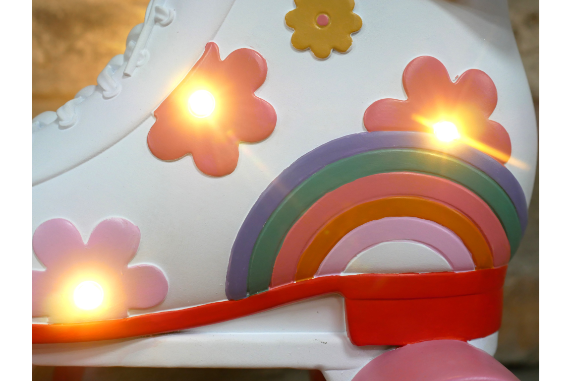 Light-Up Flowered Roller Skates Ornament - Colorful LED Decor for Home or Office