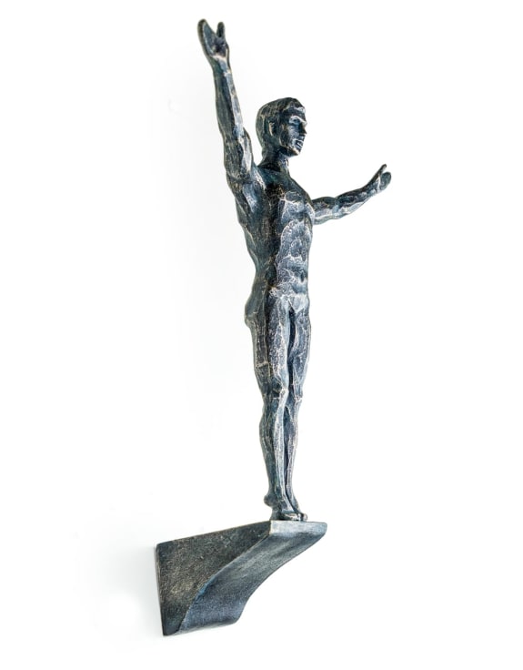 Set of 3 Antique Bronze Rock Climbing Men Figures | Bold Wall Sculpture Trio