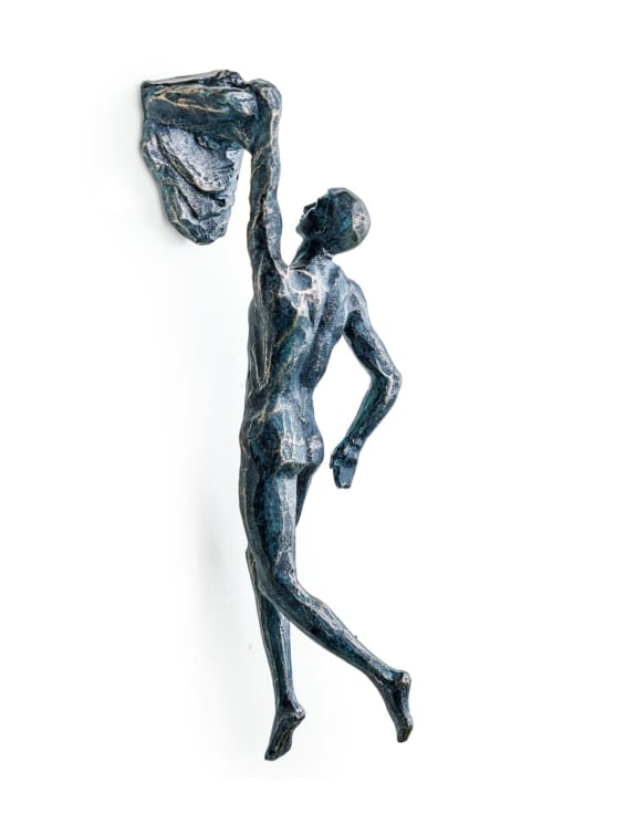 Set of 3 Antique Bronze Rock Climbing Men Figures | Bold Wall Sculpture Trio