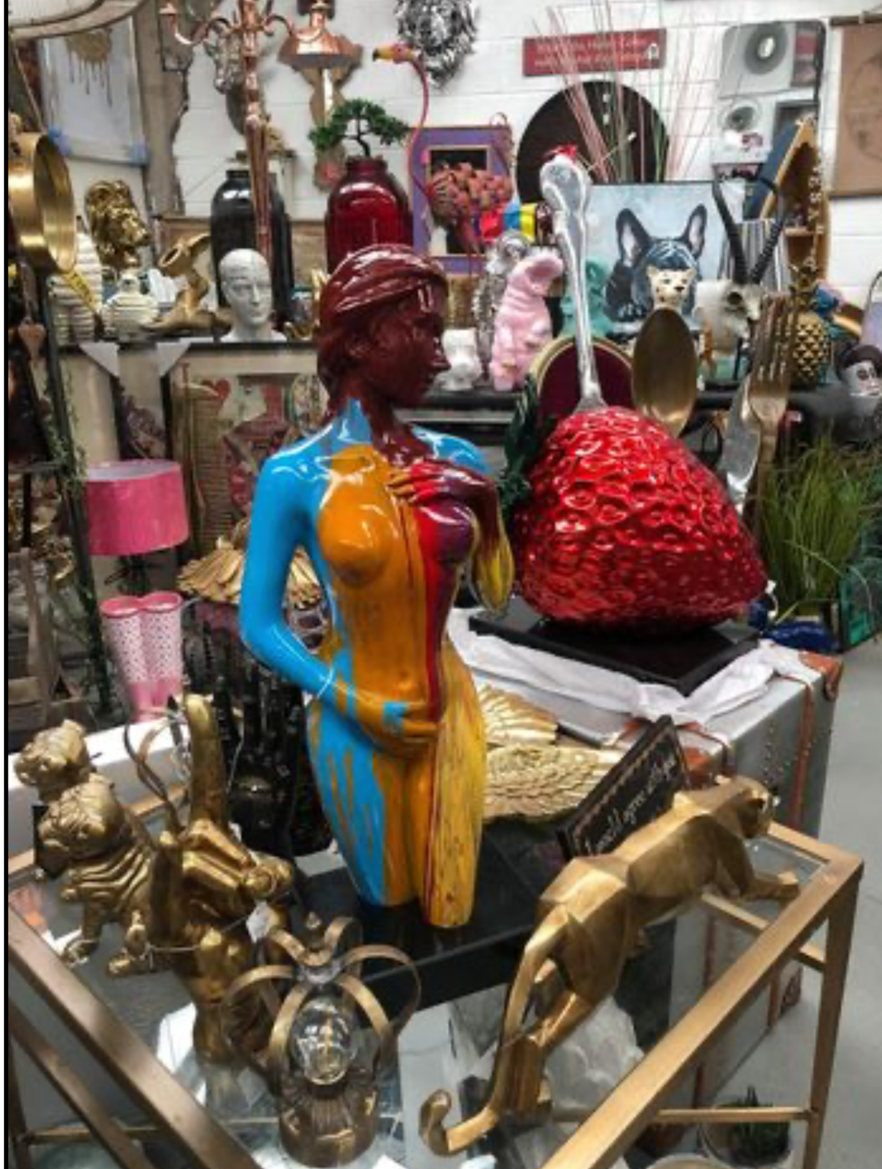 Paint-Splashed Lady Sculpture - Resin Art on Rotating Black Plinth | Sign of the times Stoke