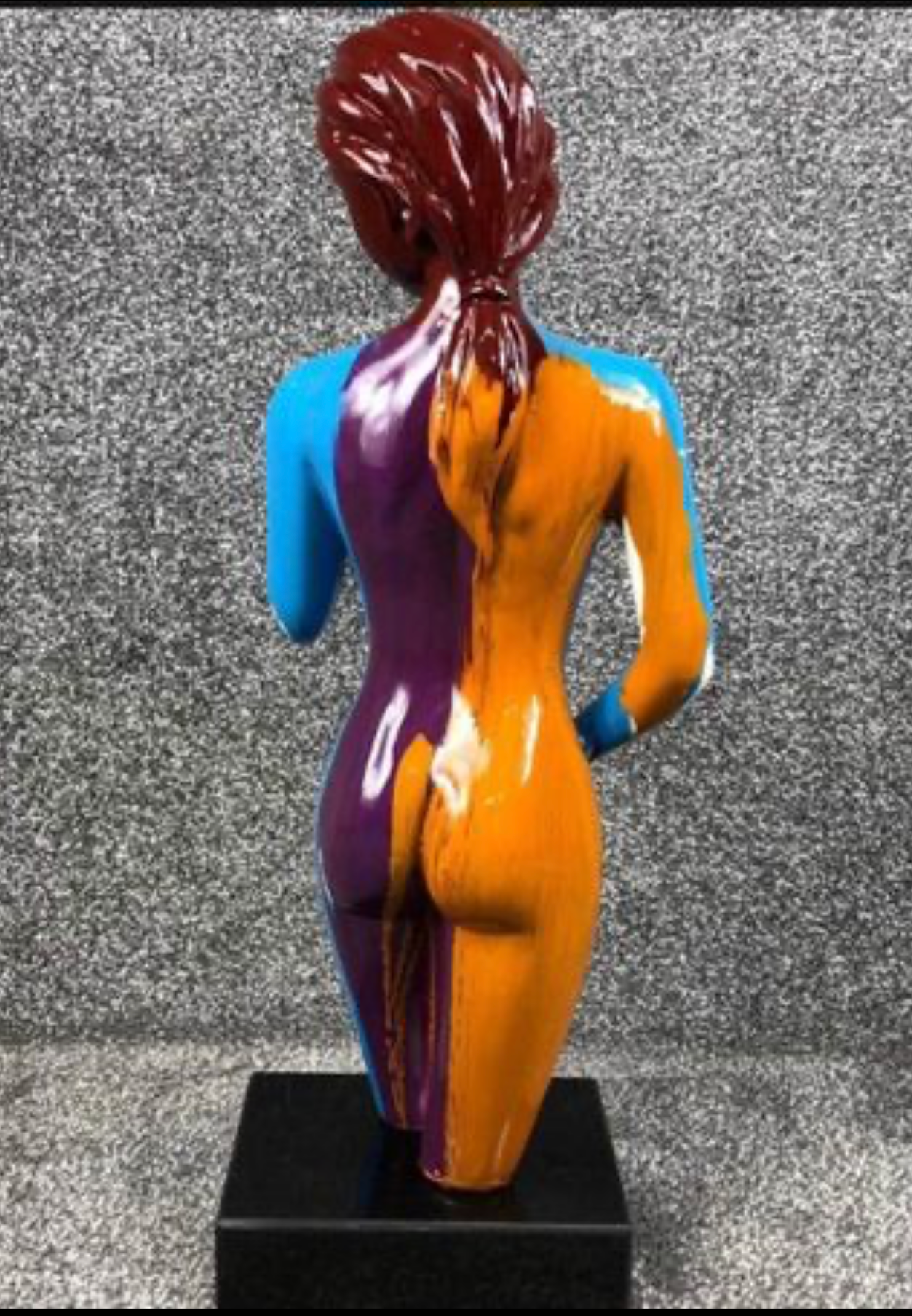 Paint-Splashed Lady Sculpture - Resin Art on Rotating Black Plinth | Sign of the times Stoke