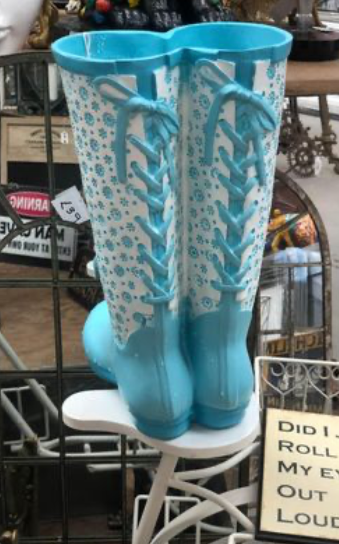Wellington Boot Planter - Bright Blue Resin Planter for Flowers, Plants, or Umbrellas | Sign of the times Stoke