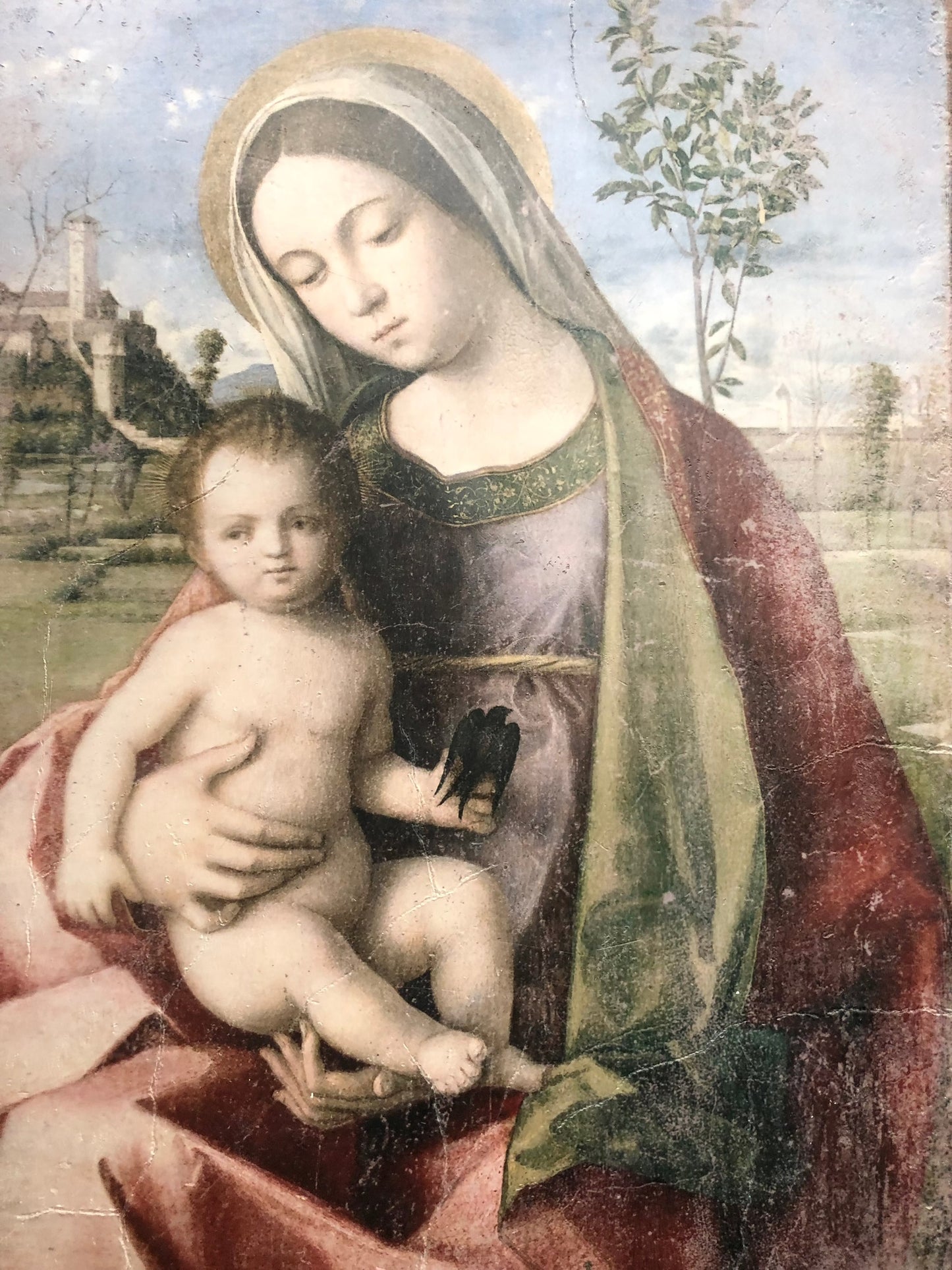 Antiqued Stone Effect Madonna with Child - Fresco Style Wall Art | Sign of the times Stoke
