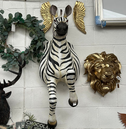 Running Zebra Wall Figure – Large Resin Zebra Sculpture
