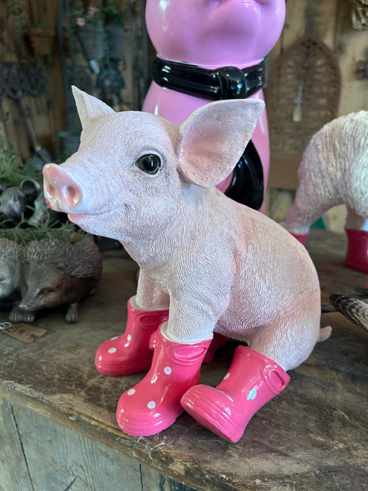 Sitting Pig with Wellies