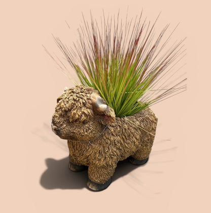 Highland Cow Planter – Rustic Animal Plant Pot