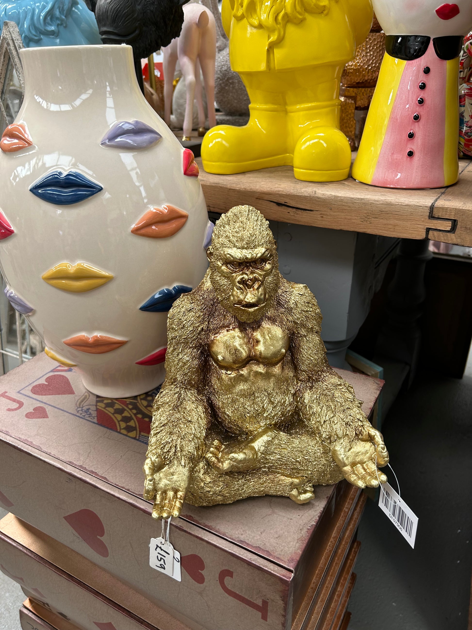 Yoga Gorilla - Gold Glittery Resin Ornament | Sign of the times Stoke