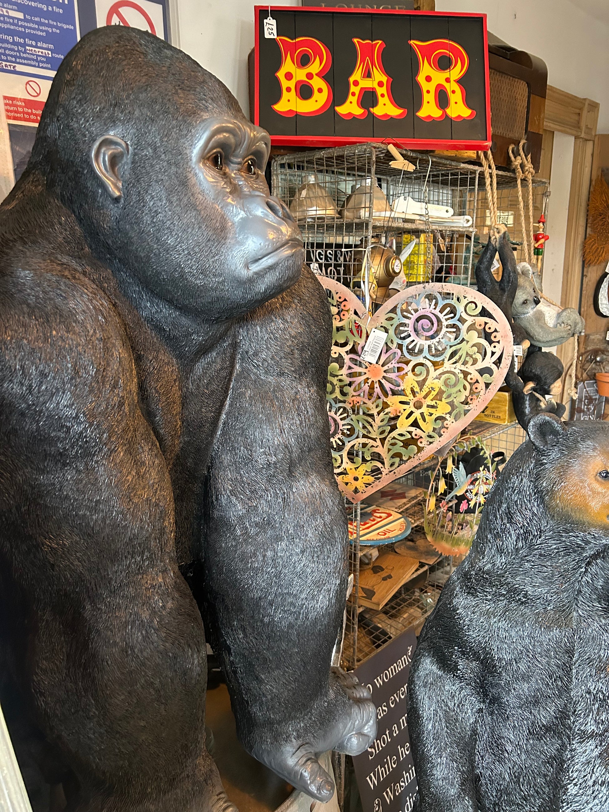 Large Resin Sitting Gorilla – Durable Indoor/Outdoor Sculpture | Sign of the times Stoke