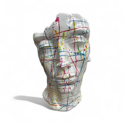 White Splash Face Sculpture – Modern Artistic Head Statue